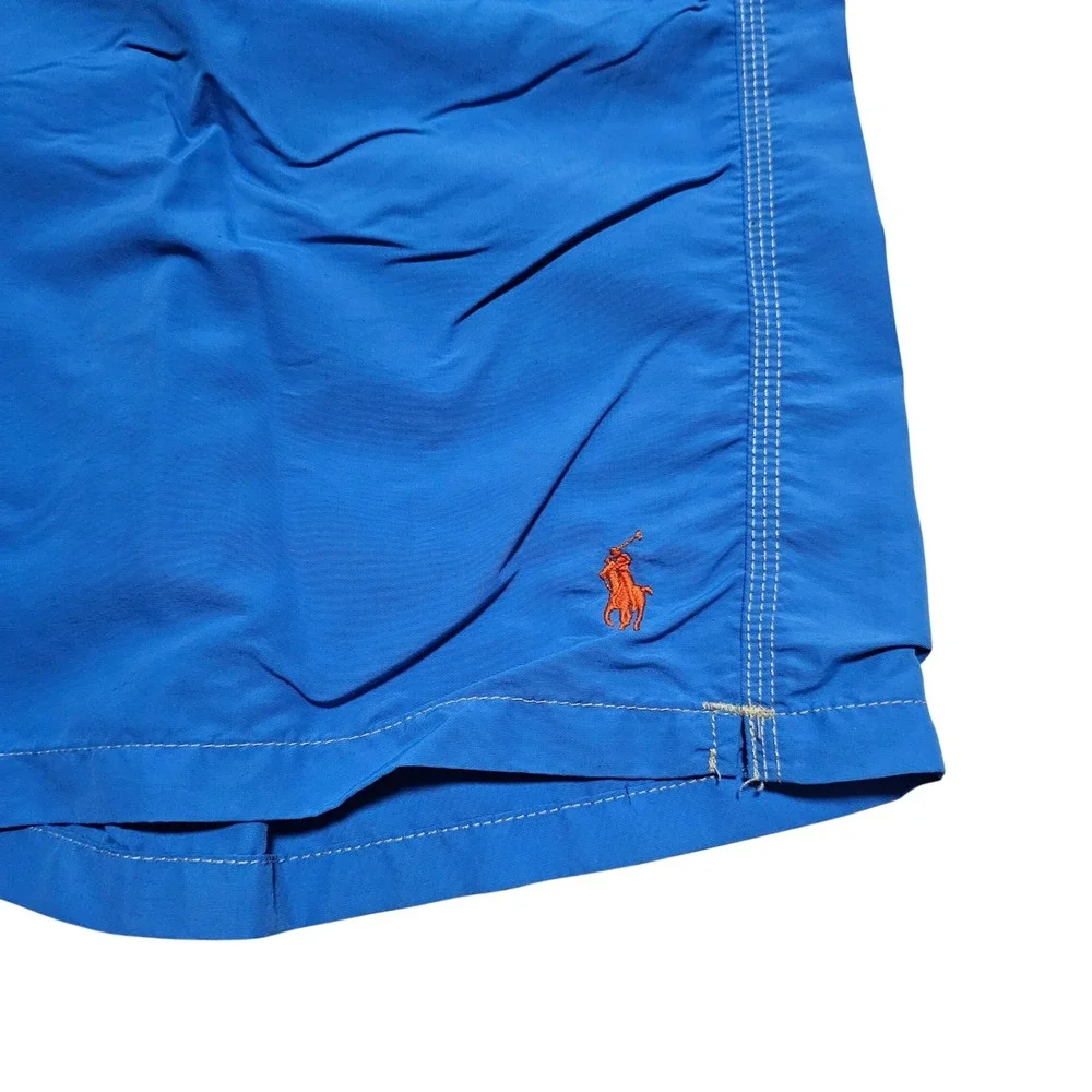 Polo Ralph Lauren Mens Royal Blue Orange Pony Mesh Lined Swim Trunks Large